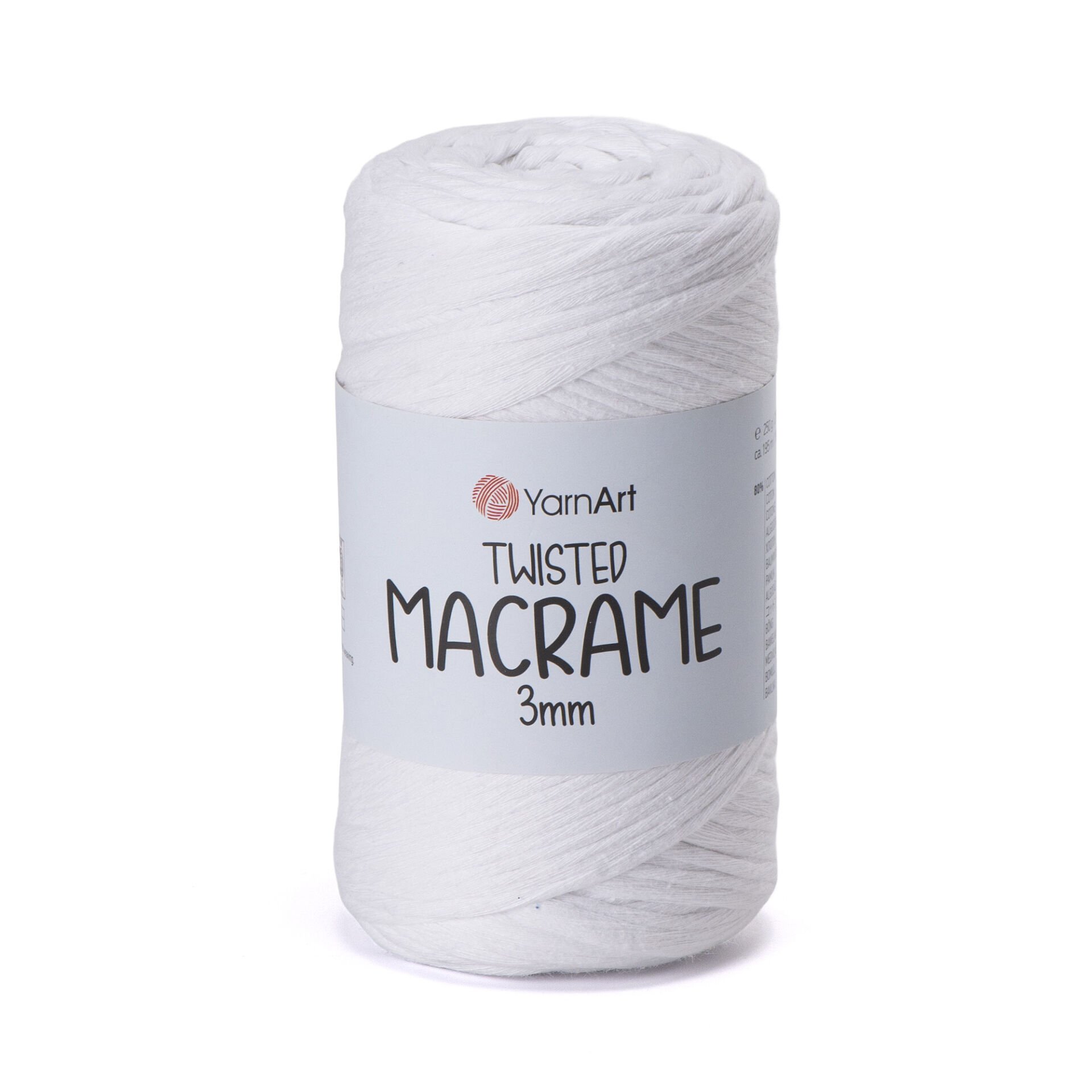 YARNART TWISTED MACRAME 3 MM - MACRAME CORD WHITE - 751