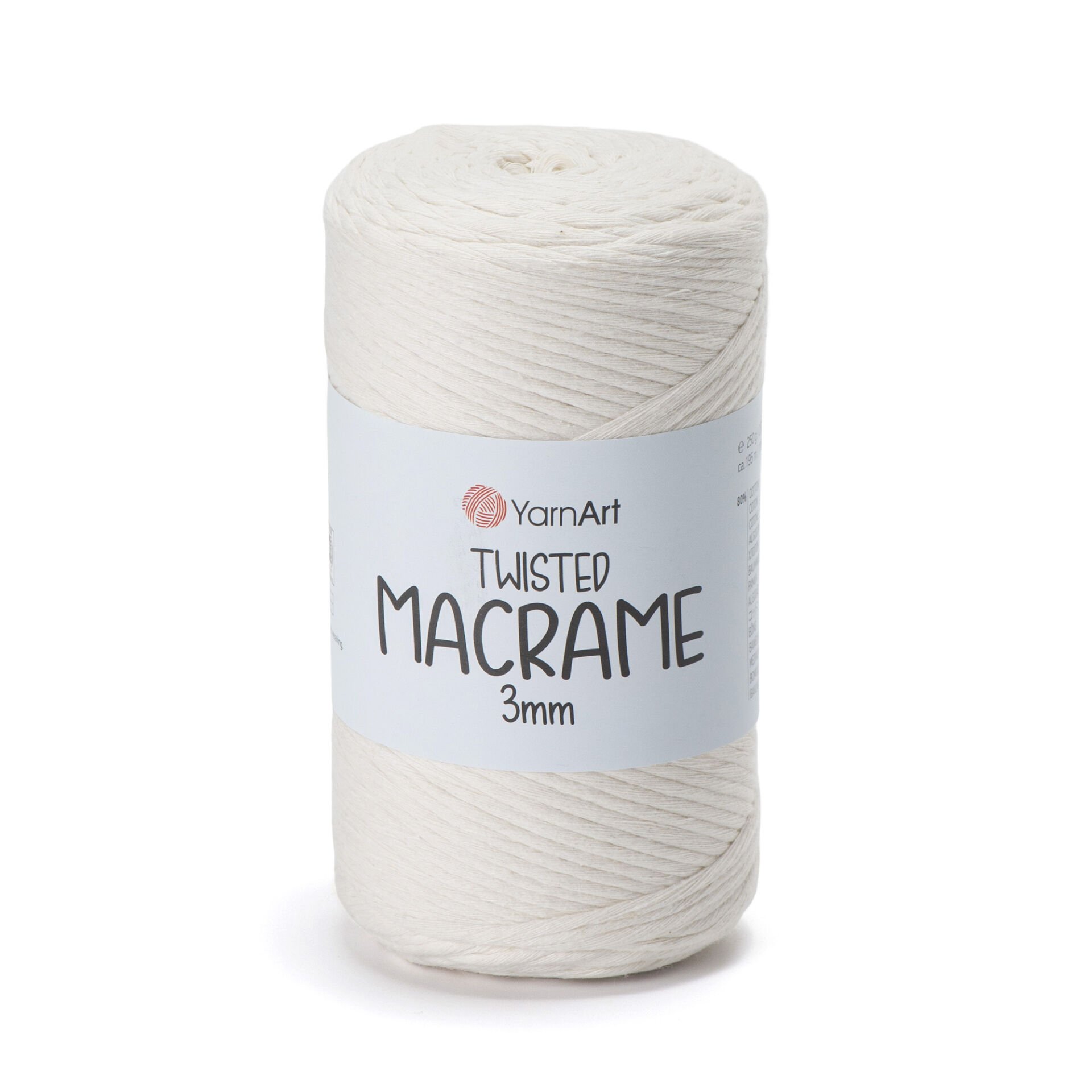 YARNART TWISTED MACRAME 3 MM - MACRAME CORD CREAM - 752