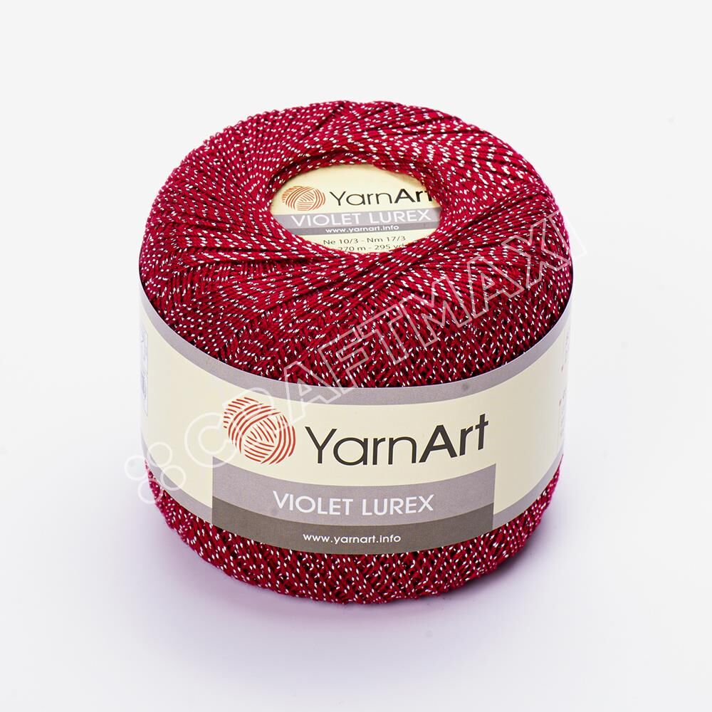 YARNART VIOLET LUREX - GLITTERY MERCERISED LACE YARN RED - 15020