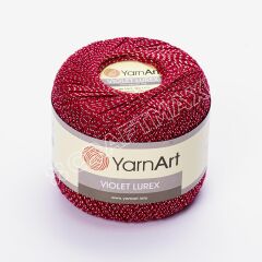 YARNART VIOLET LUREX - GLITTERY MERCERISED LACE YARN RED - 15020