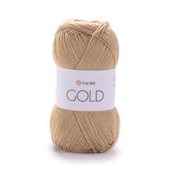 YARNART GOLD - GLITTERY KNITTING YARN CARAMEL - 9379