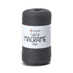 YARNART TWISTED MACRAME 3 MM - MACRAME CORD ANTHRACITE - 758