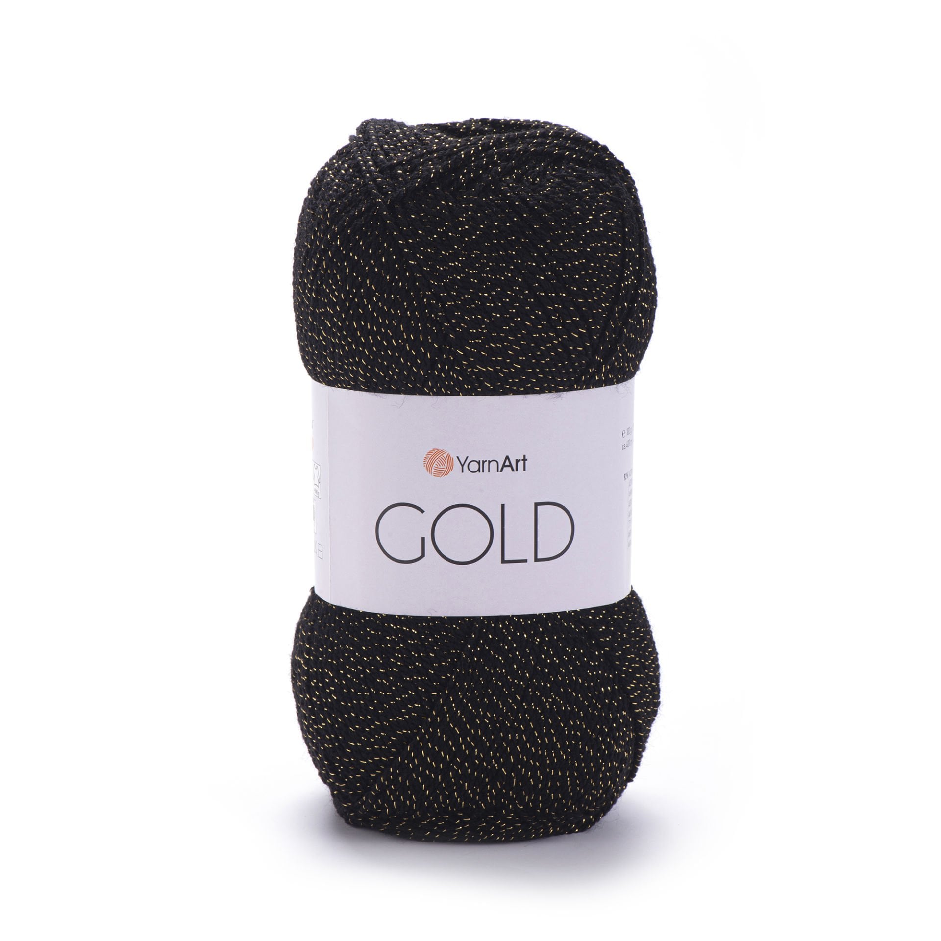 YARNART GOLD - GLITTERY KNITTING YARN BLACK-GOLD GLITTERY - 9004