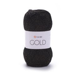 YARNART GOLD - GLITTERY KNITTING YARN BLACK-GOLD GLITTERY - 9004