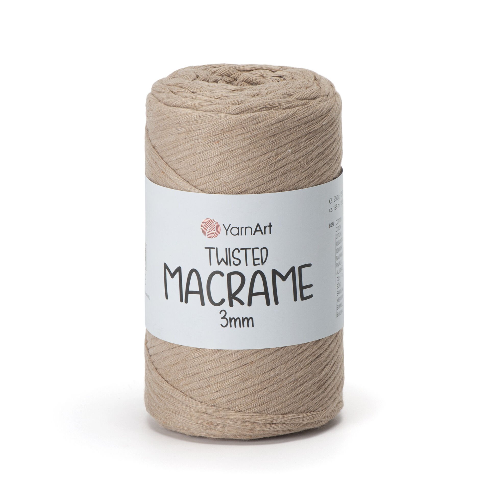 YARNART TWISTED MACRAME 3 MM - MACRAME CORD MILKY BROWN - 768