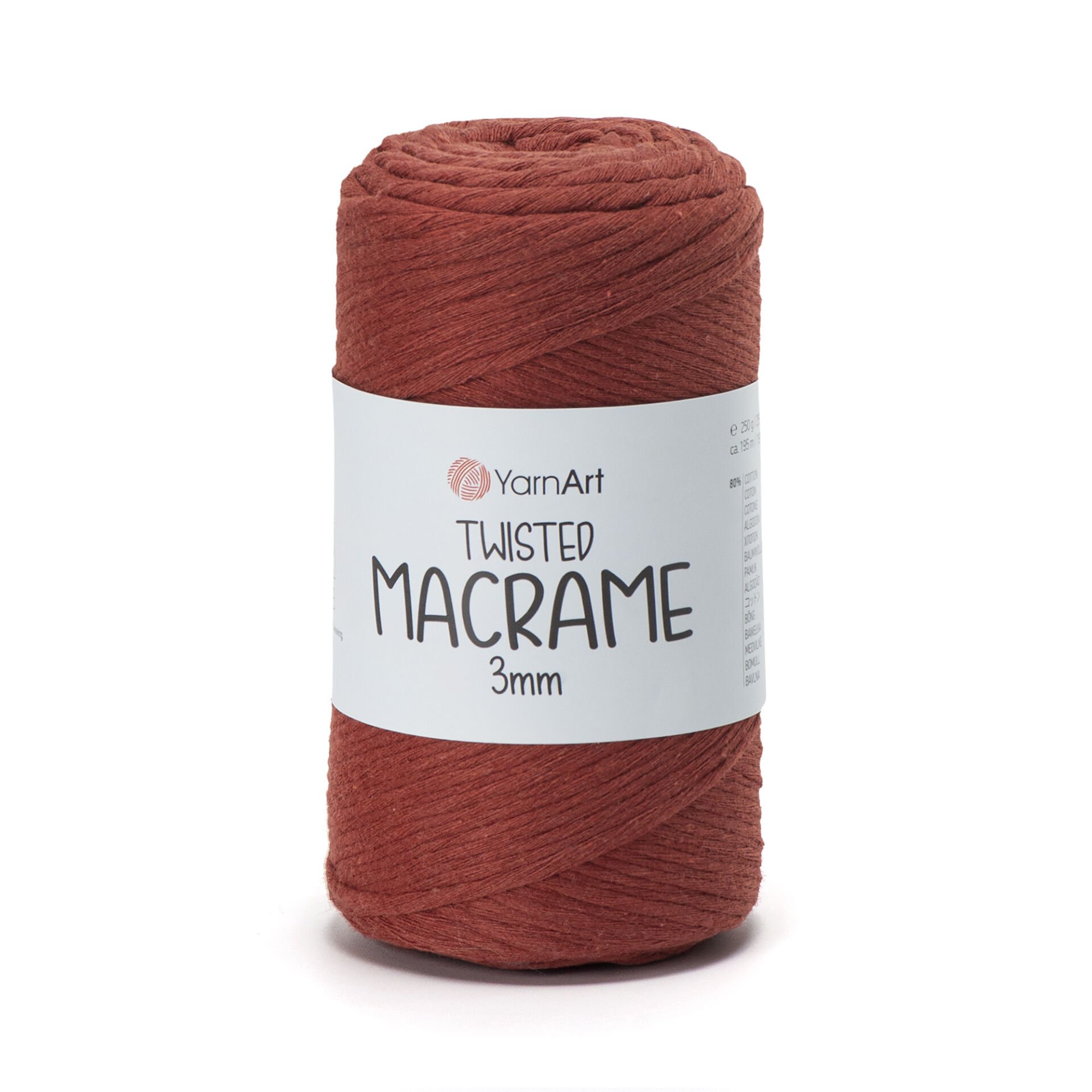 YARNART TWISTED MACRAME 3 MM - MACRAME CORD TERRACOTTA - 785