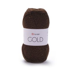 YARNART GOLD - GLITTERY KNITTING YARN BROWN - 9032