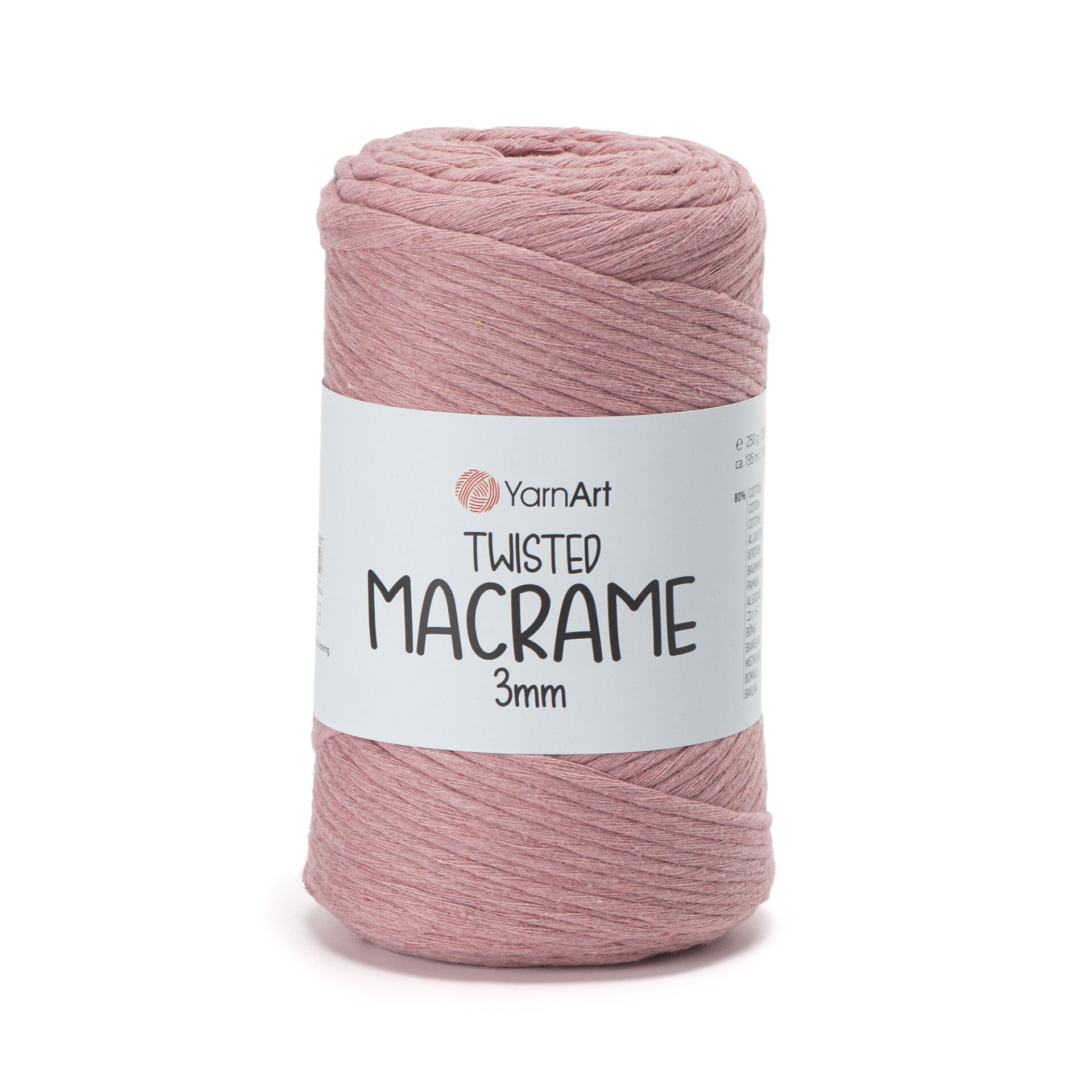 YARNART TWISTED MACRAME 3 MM - MACRAME CORD DUSTY ROSE - 792