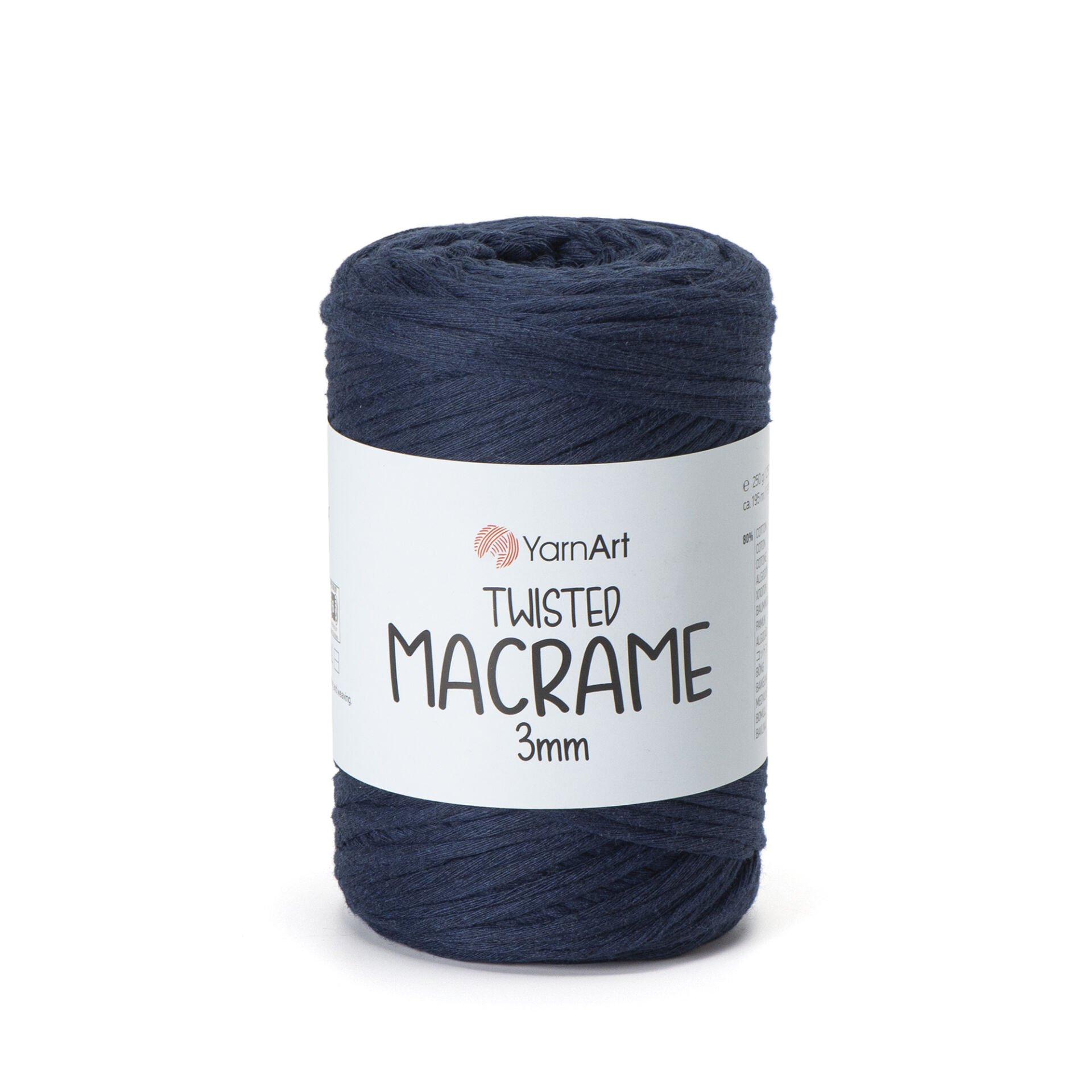 YARNART TWISTED MACRAME 3 MM - MACRAME CORD NAVY - 784