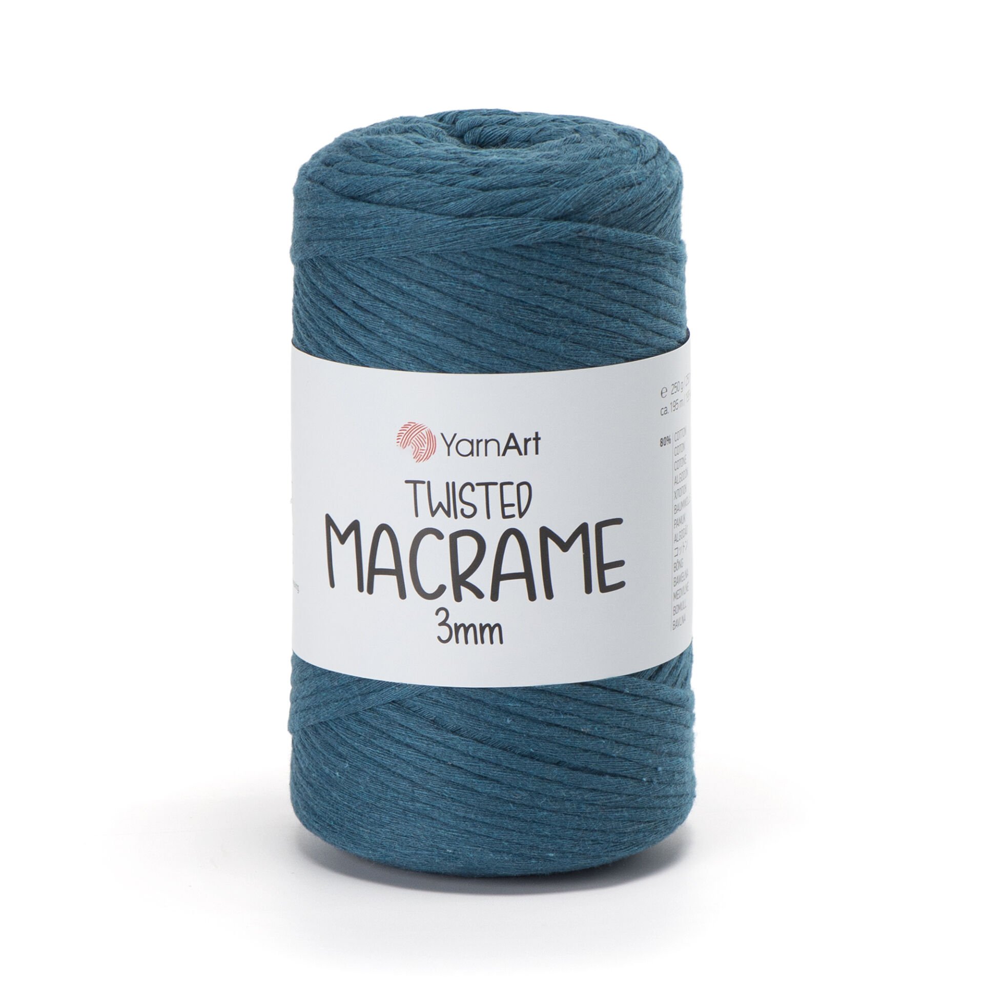 YARNART TWISTED MACRAME 3 MM - MACRAME CORD PETROL BLUE - 789
