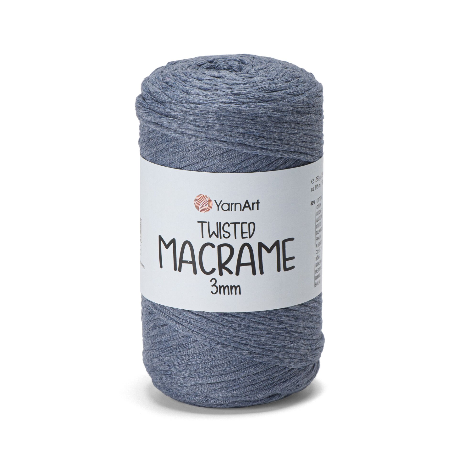 YARNART TWISTED MACRAME 3 MM - MACRAME CORD DENIM BLUE - 761