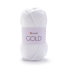 YARNART GOLD - GLITTERY KNITTING YARN WHITE-SILVER GLITTERY - 9051