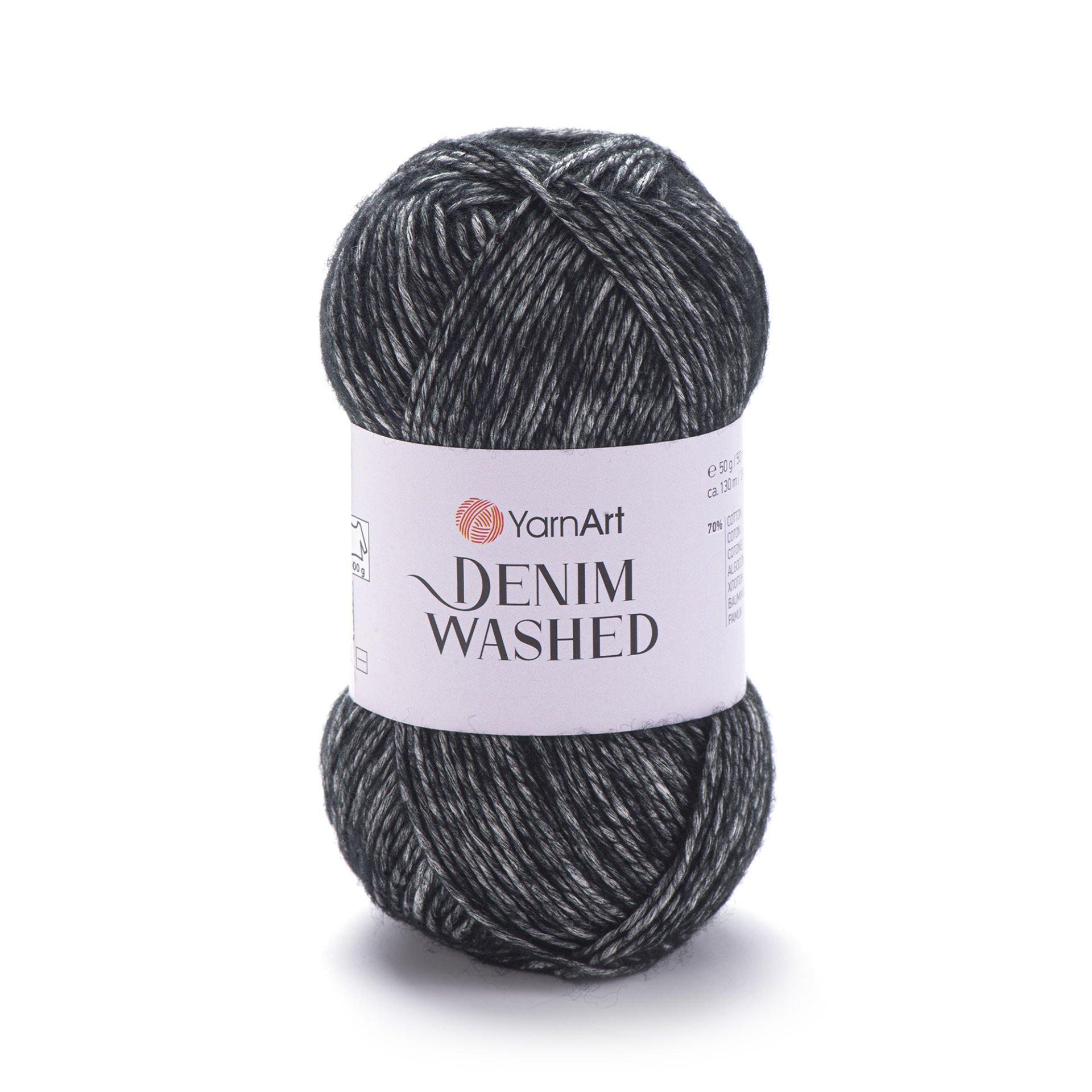 YARNART DENIM WASHED - MELANGE KNITTING YARN BLACK - 923