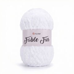 YARNART FABLE FUR - KNITTING YARN WHITE - 965