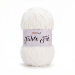 YARNART FABLE FUR - KNITTING YARN CREAM - 966