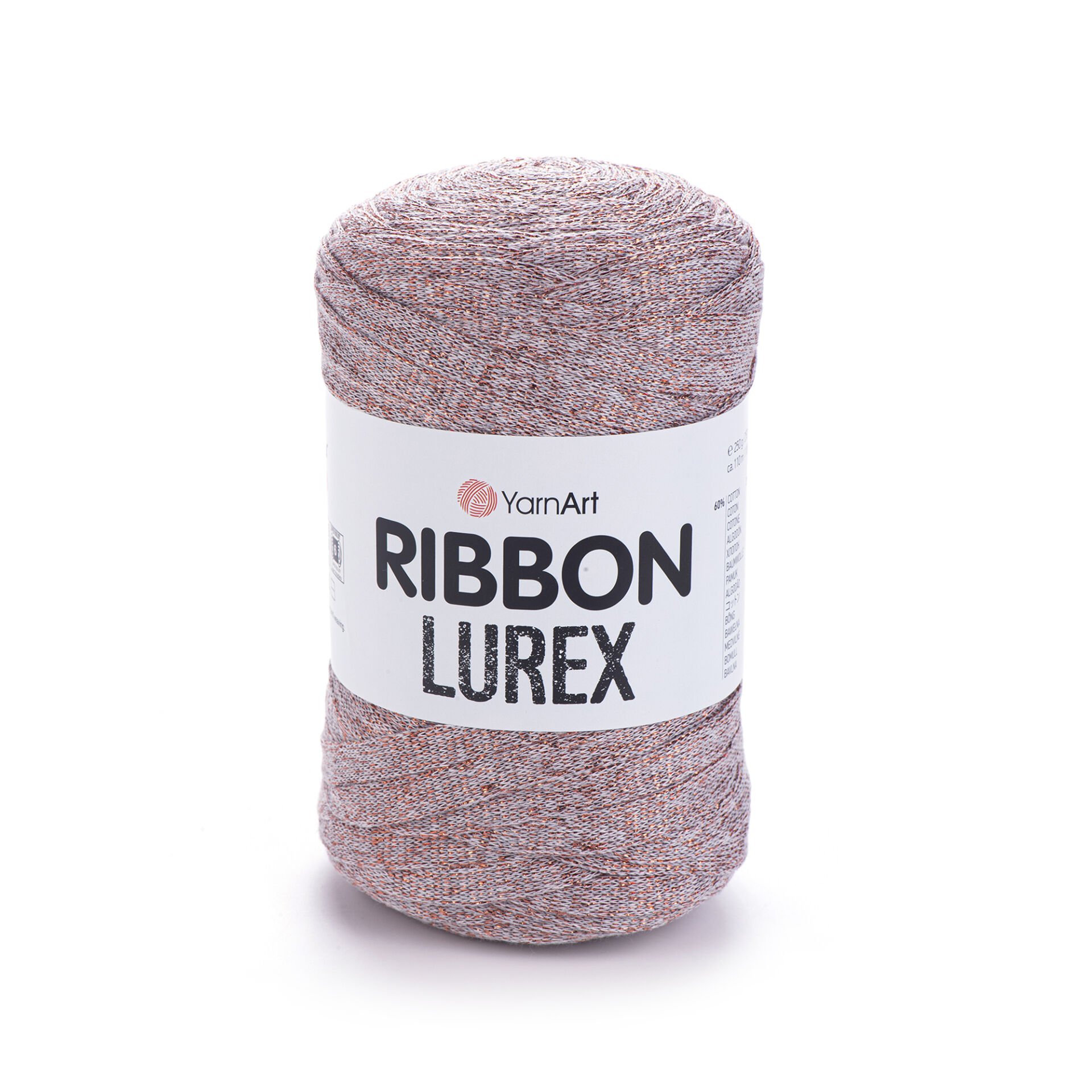 YARNART RIBBON LUREX - ACCESSORIES KNITTING YARN GREY-COPPER GLITTERY - 727