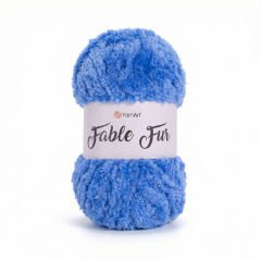 YARNART FABLE FUR - KNITTING YARN BLUE - 974