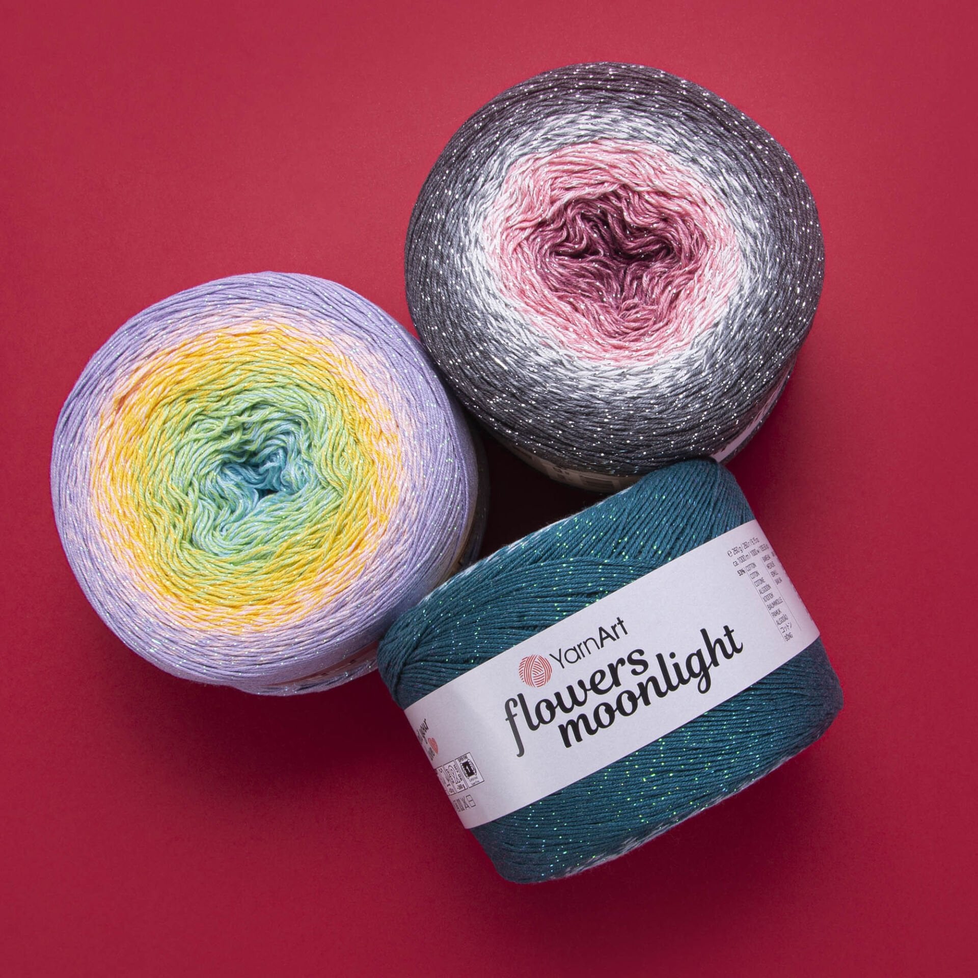 YARNART FLOWERS MOONLIGHT - GLITERRY MULTICOLOR KNITTING YARN