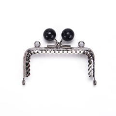 RECTANGLE BLACK BEADED BAG FRAME 8.5 CM