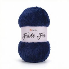 YARNART FABLE FUR - KNITTING YARN NAVY - 987
