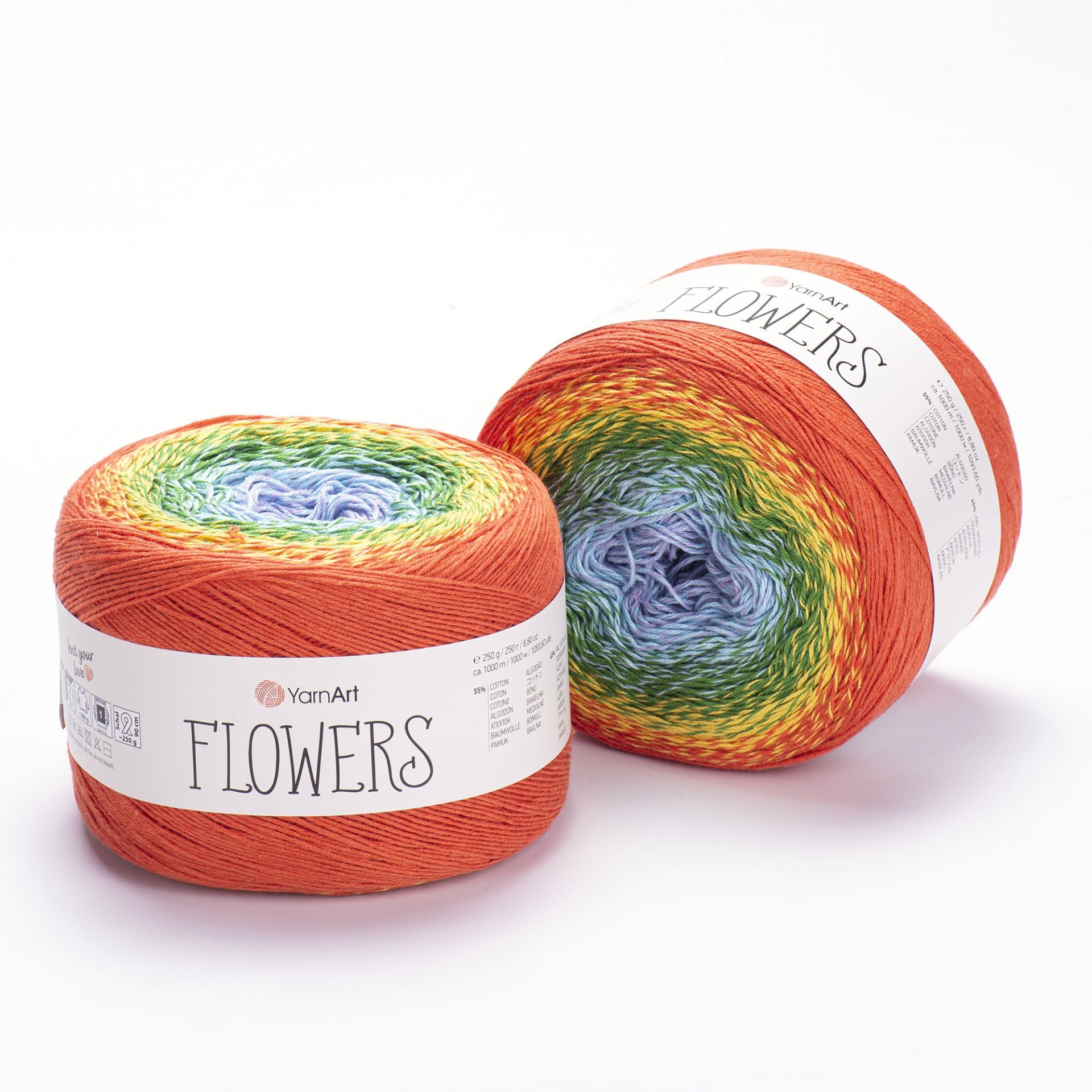 YARNART FLOWERS - MULTICOLOR KNITTING YARN VARIEGATED - 255