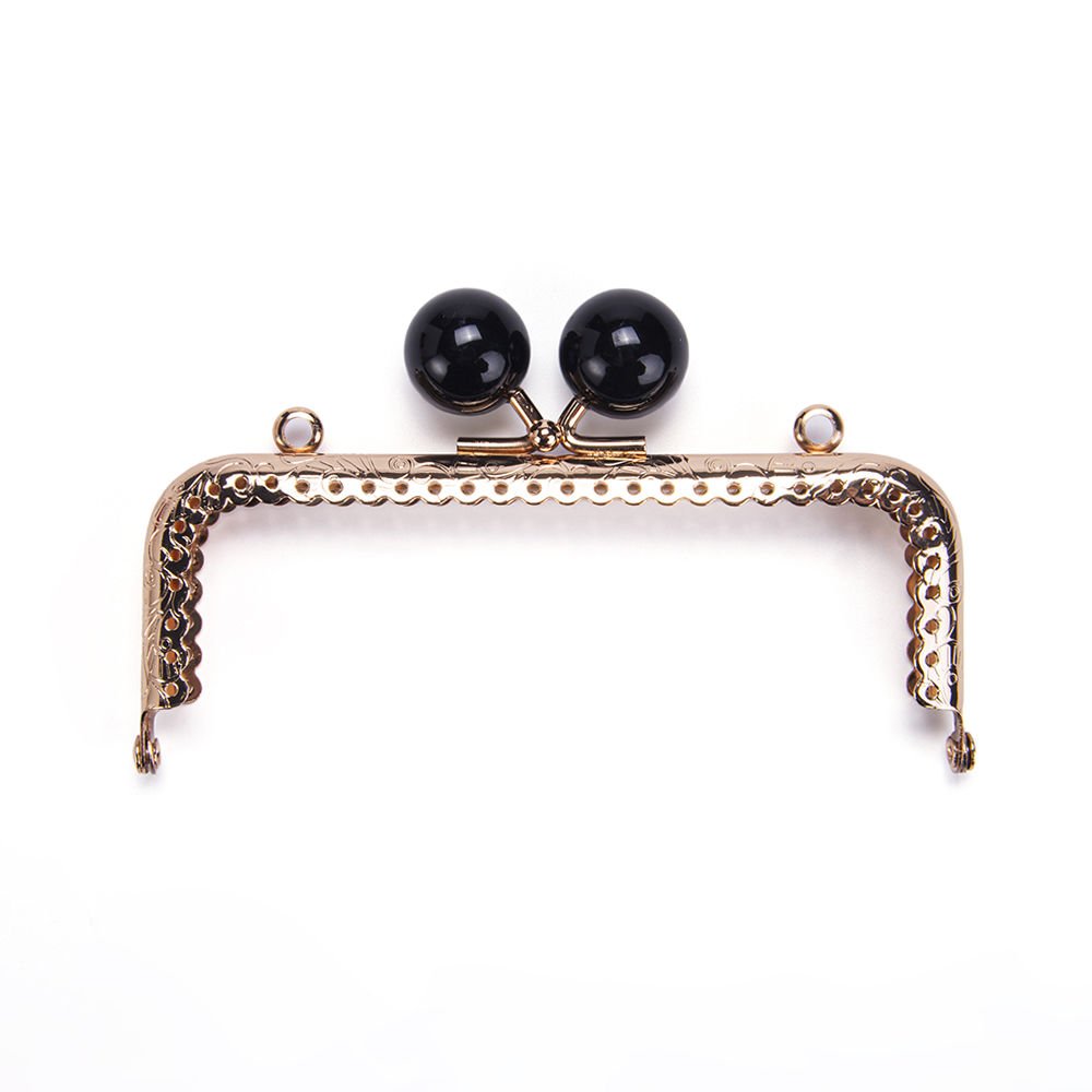 RECTANGLE BLACK BEADED BAG FRAME 12.5 CM