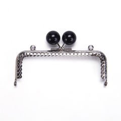 RECTANGLE BLACK BEADED BAG FRAME 12.5 CM SILVER