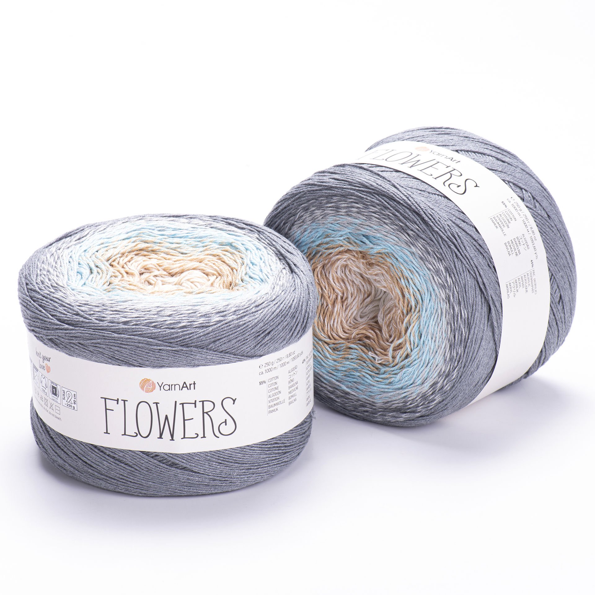 YARNART FLOWERS - MULTICOLOR KNITTING YARN VARIEGATED - 268