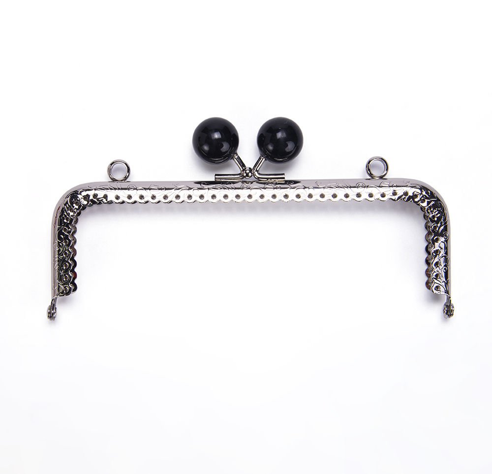 RECTANGLE BLACK BEADED BAG FRAME 16.5 CM