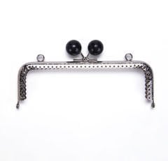 RECTANGLE BLACK BEADED BAG FRAME 16.5 CM