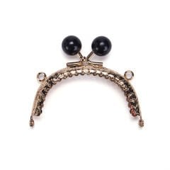 OVAL BLACK BEADED BAG FRAME 8.5 CM