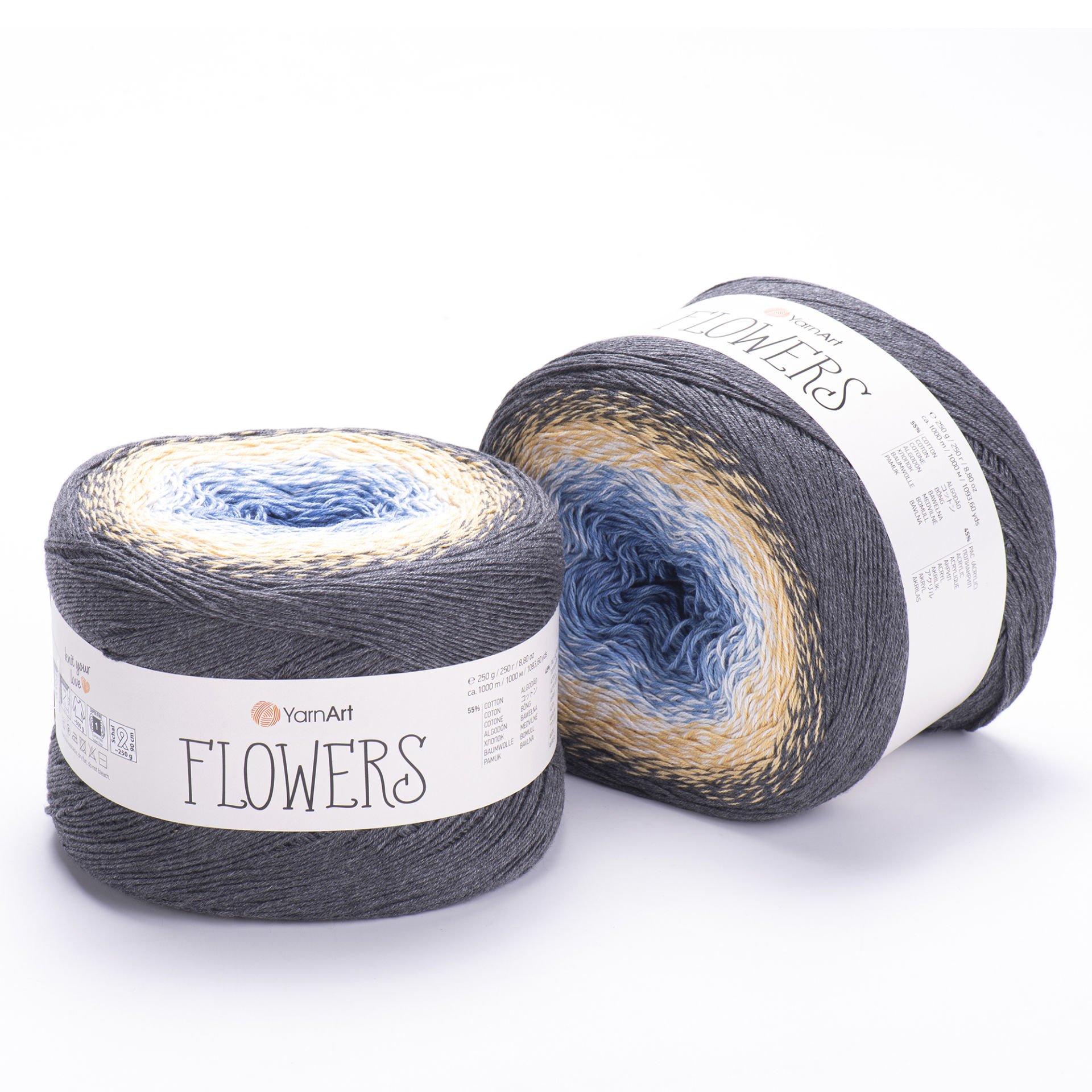 YARNART FLOWERS - MULTICOLOR KNITTING YARN VARIEGATED - 287