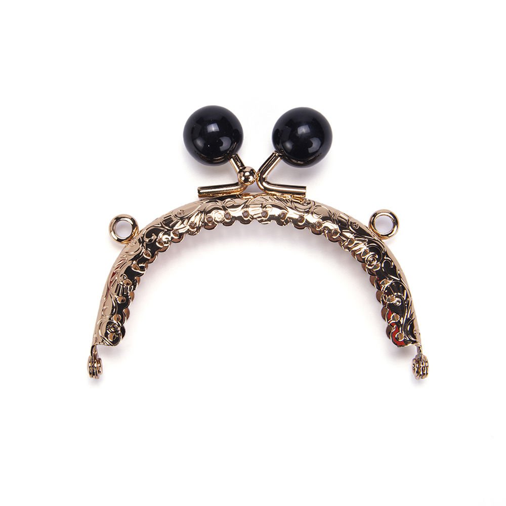 OVAL BLACK BEADED BAG FRAME 8.5 CM ROSE