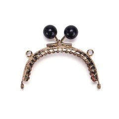 OVAL BLACK BEADED BAG FRAME 8.5 CM ROSE