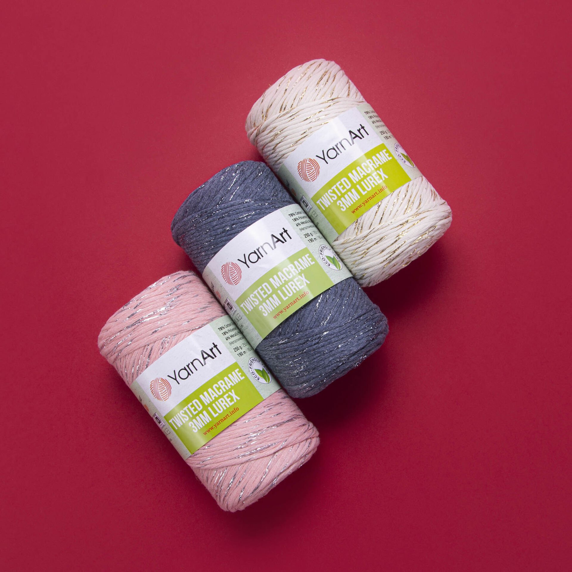 YARNART TWISTED MACRAME 3 MM LUREX - MACRAME CORD