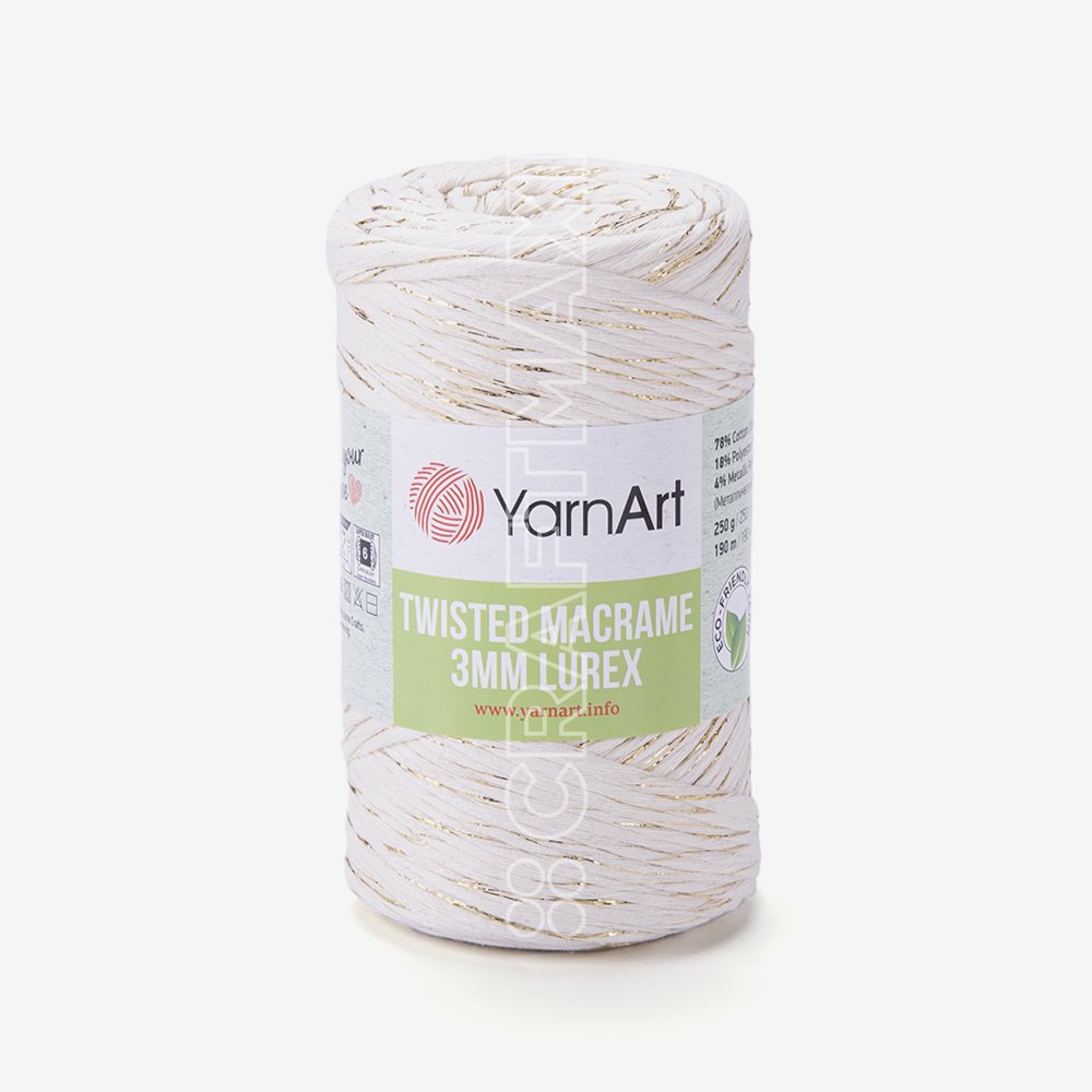 YARNART TWISTED MACRAME 3 MM LUREX - MACRAME CORD CREAM - 752