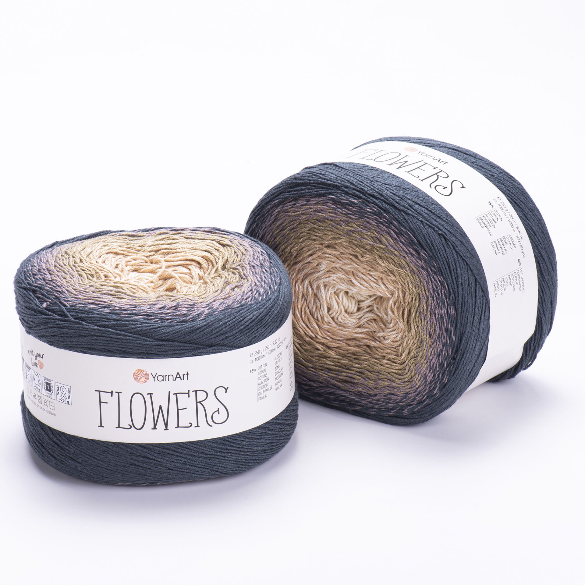 YARNART FLOWERS - MULTICOLOR KNITTING YARN VARIEGATED - 297