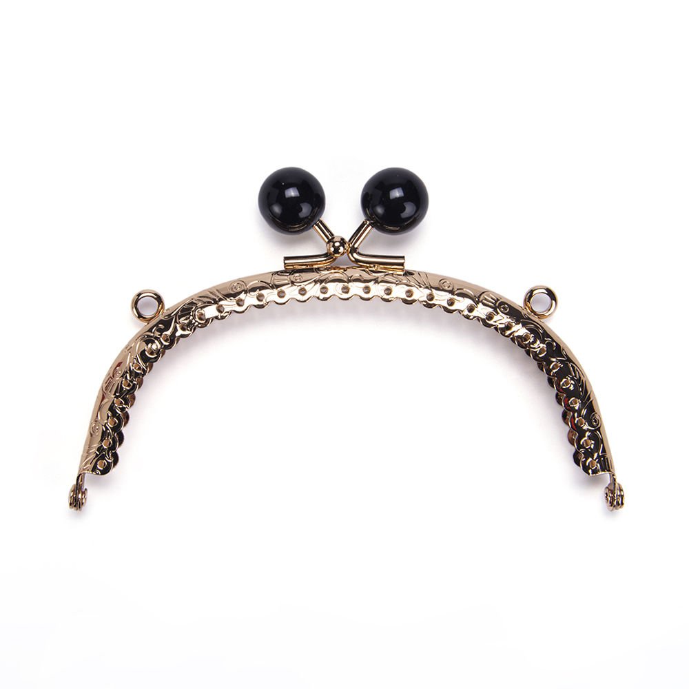 OVAL BLACK BEADED BAG FRAME 12.5 CM