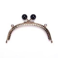 OVAL BLACK BEADED BAG FRAME 12.5 CM