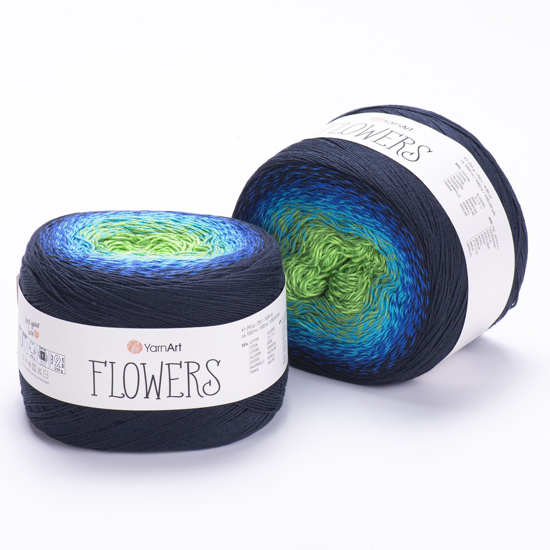 YARNART FLOWERS - MULTICOLOR KNITTING YARN VARIEGATED - 300