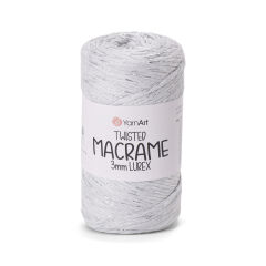 YARNART TWISTED MACRAME 3 MM LUREX - MACRAME CORD LIGHT GREY - 756