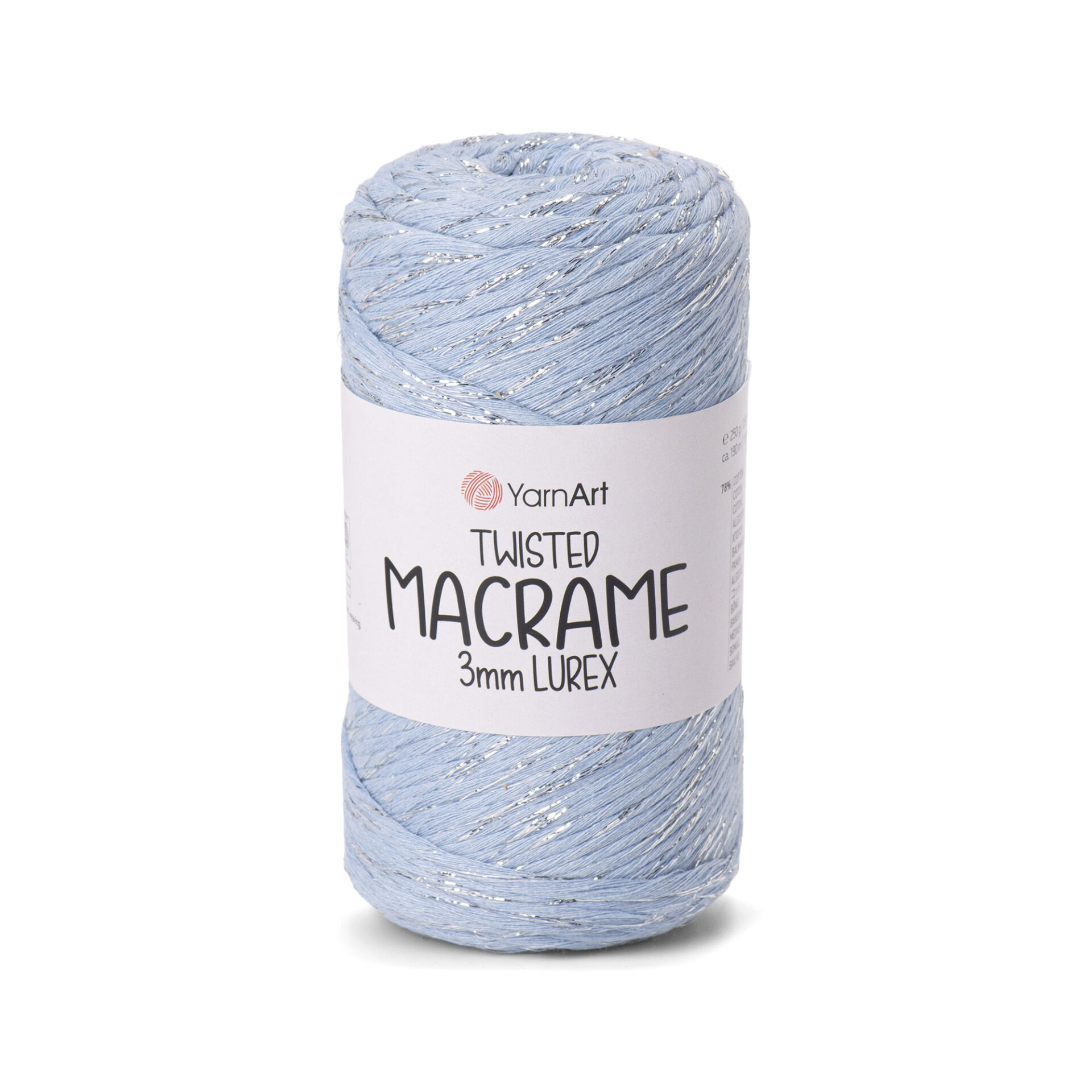 YARNART TWISTED MACRAME 3 MM LUREX - MACRAME CORD BABY BLUE - 760