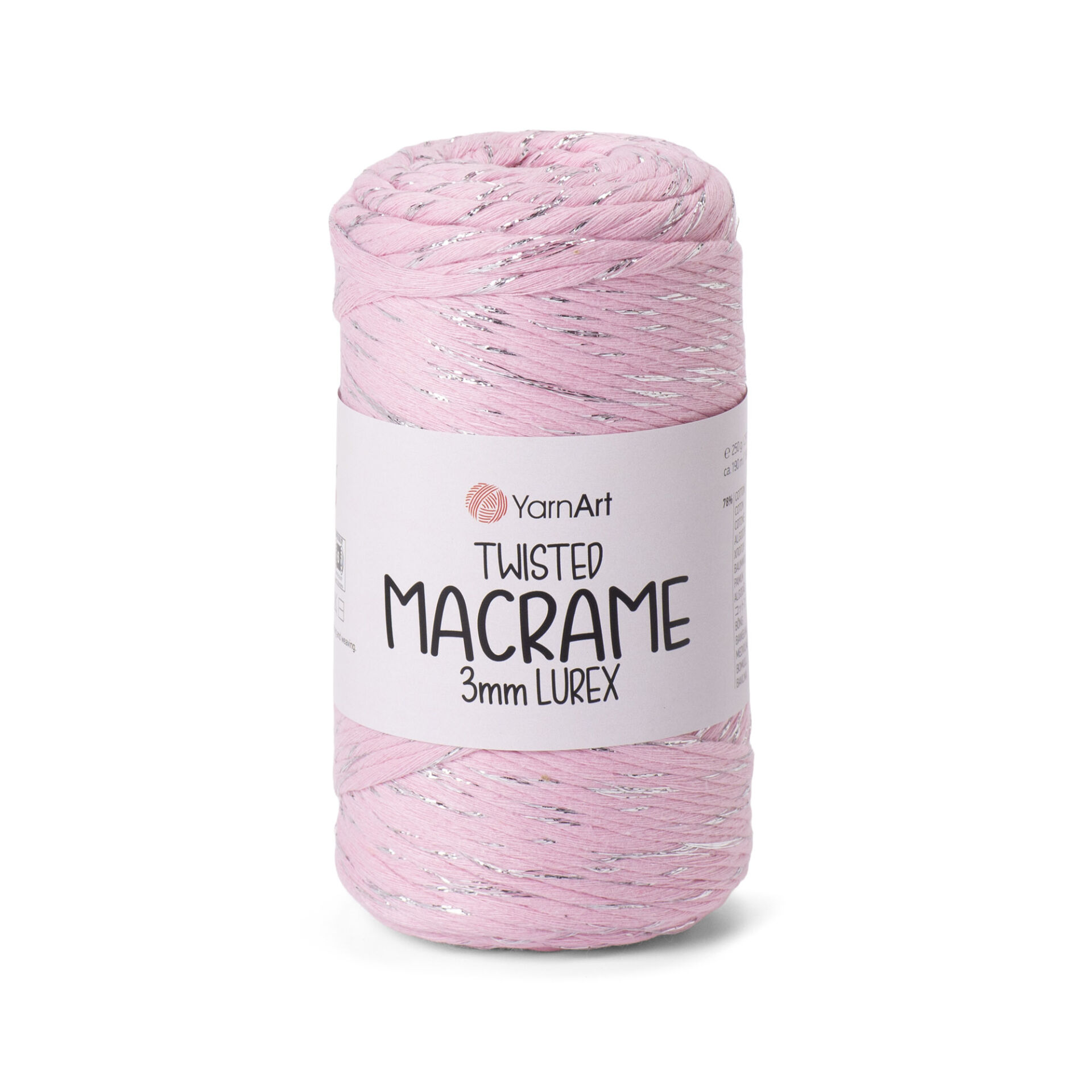 YARNART TWISTED MACRAME 3 MM LUREX - MACRAME CORD PINK - 762