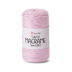 YARNART TWISTED MACRAME 3 MM LUREX - MACRAME CORD PINK - 762