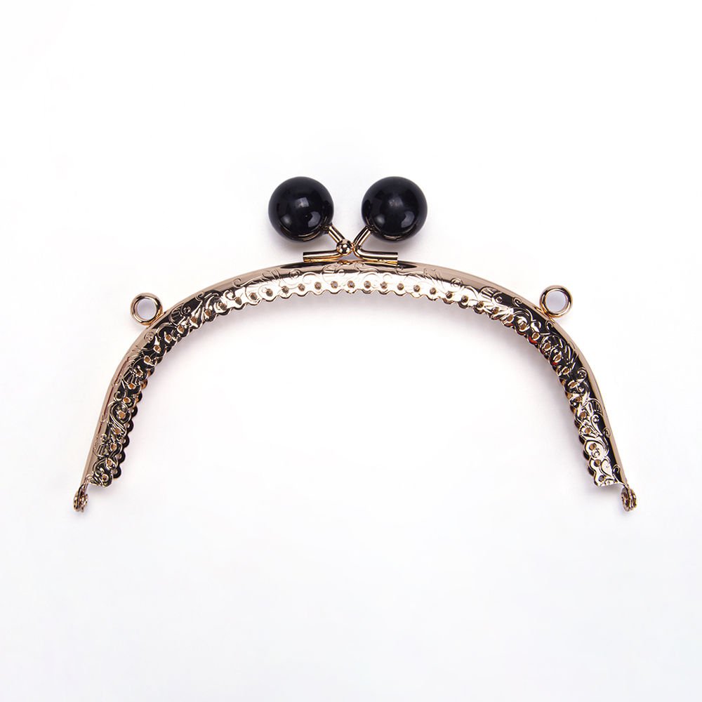 OVAL BLACK BEADED BAG FRAME 16.5 CM