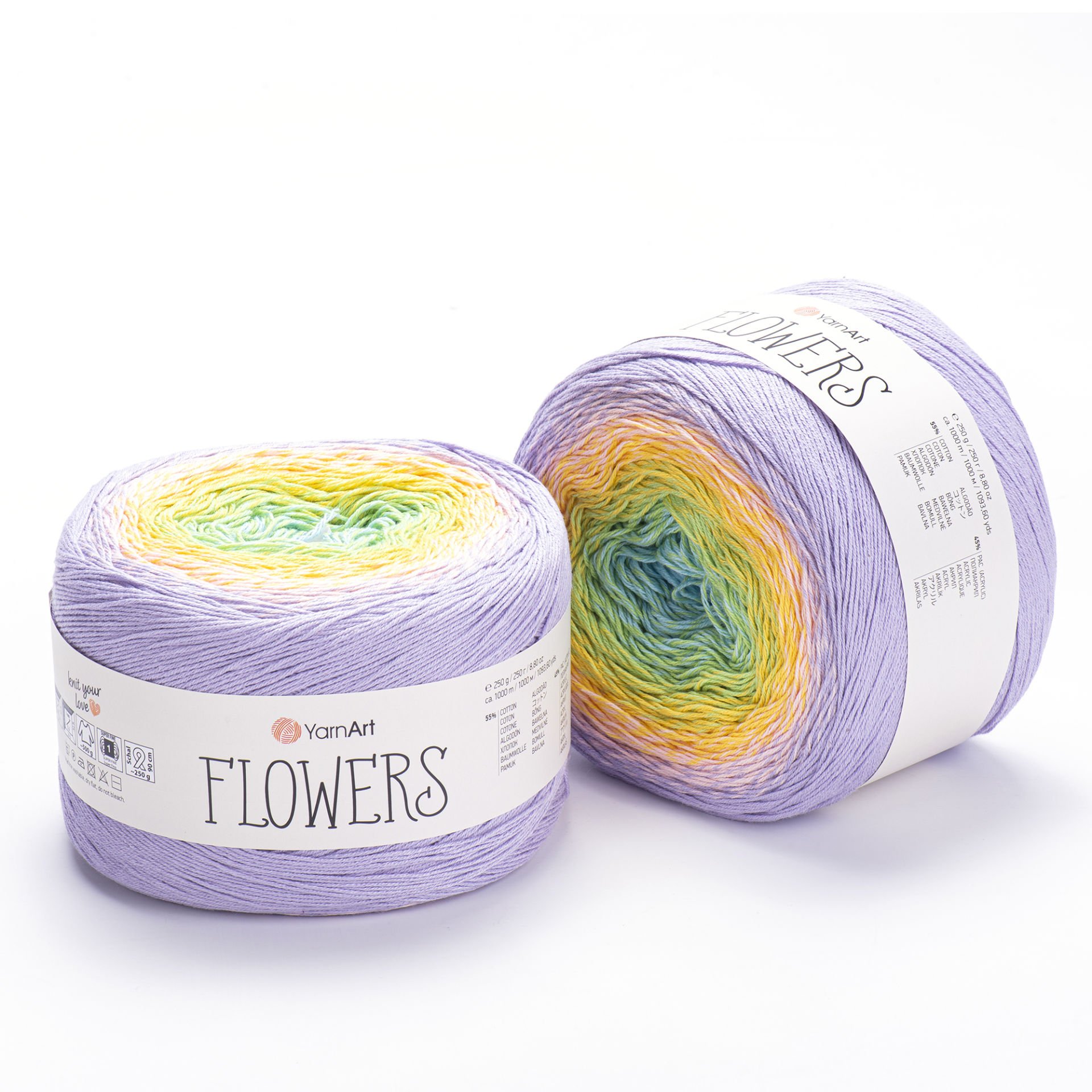 YARNART FLOWERS - MULTICOLOR KNITTING YARN VARIEGATED - 285