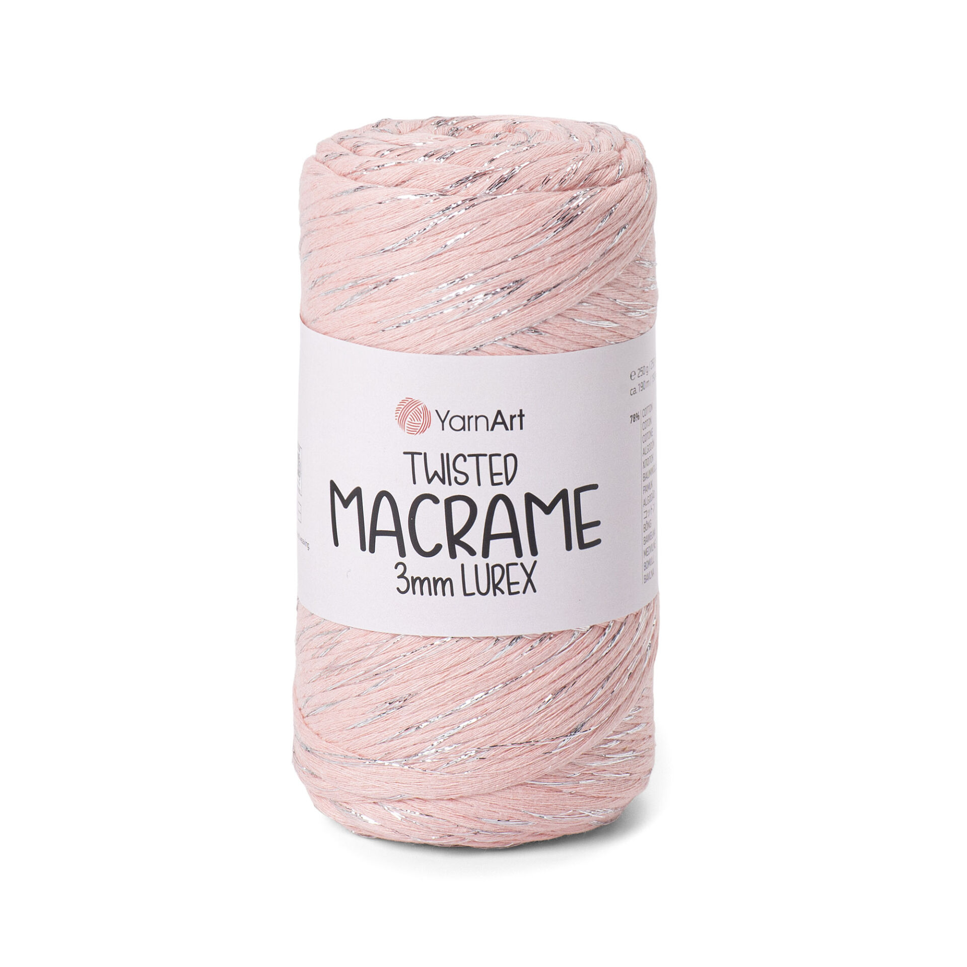 YARNART TWISTED MACRAME 3 MM LUREX - MACRAME CORD PINKISH ORANGE - 767