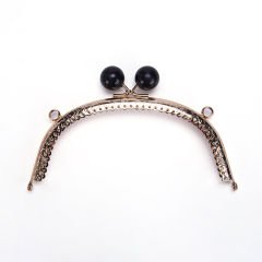 OVAL BLACK BEADED BAG FRAME 16.5 CM ROSE