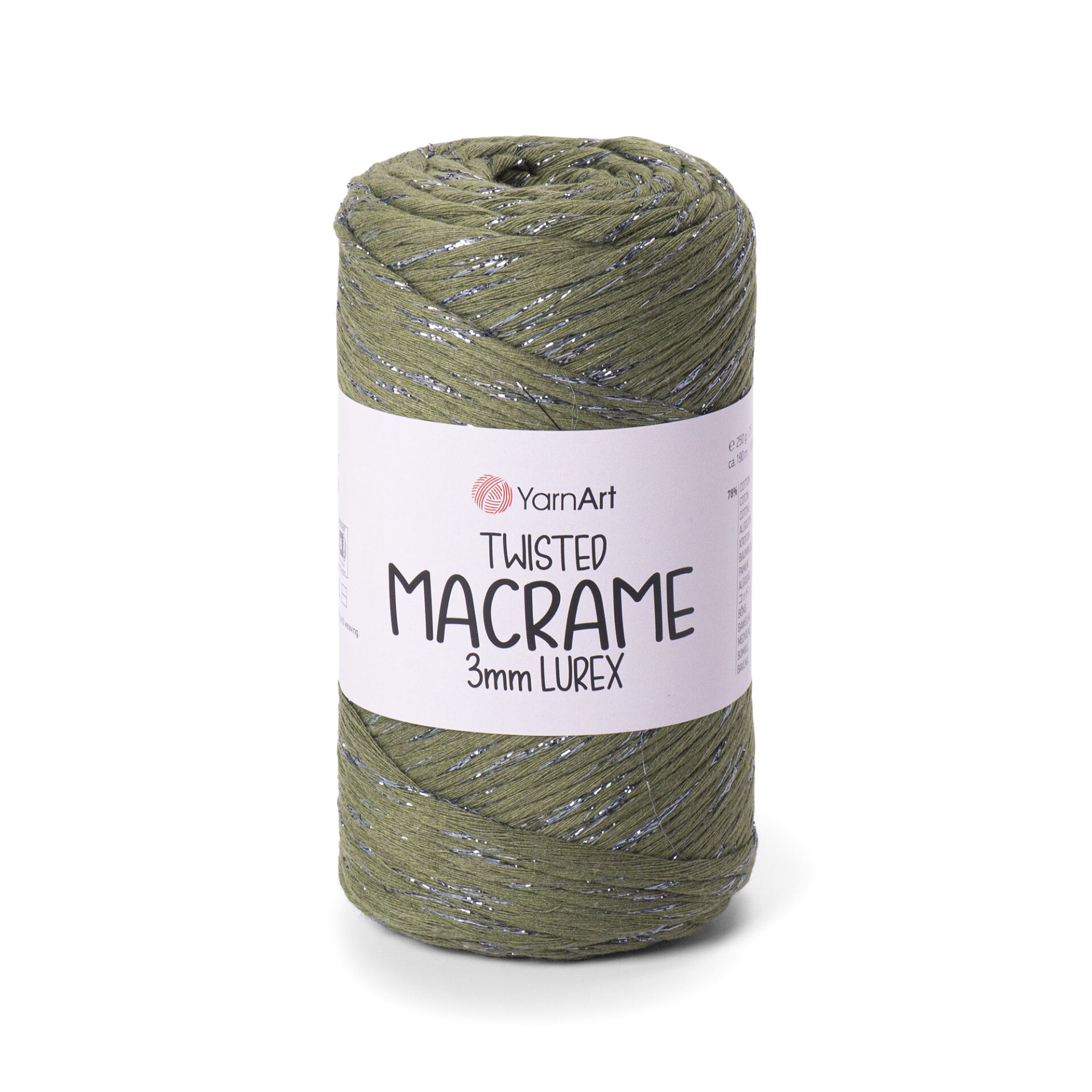 YARNART TWISTED MACRAME 3 MM LUREX - MACRAME CORD DARK GREEN - 787