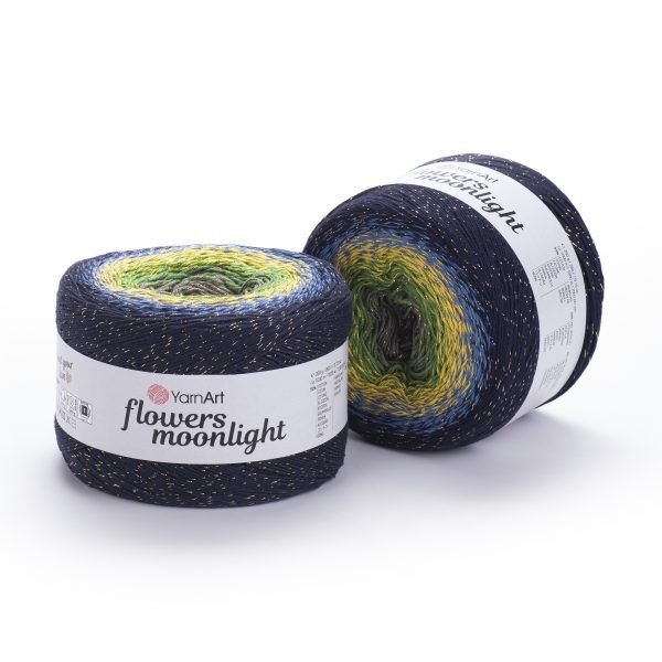 YARNART FLOWERS MOONLIGHT - GLITERRY MULTICOLOR KNITTING YARN VARIEGATED - 3250